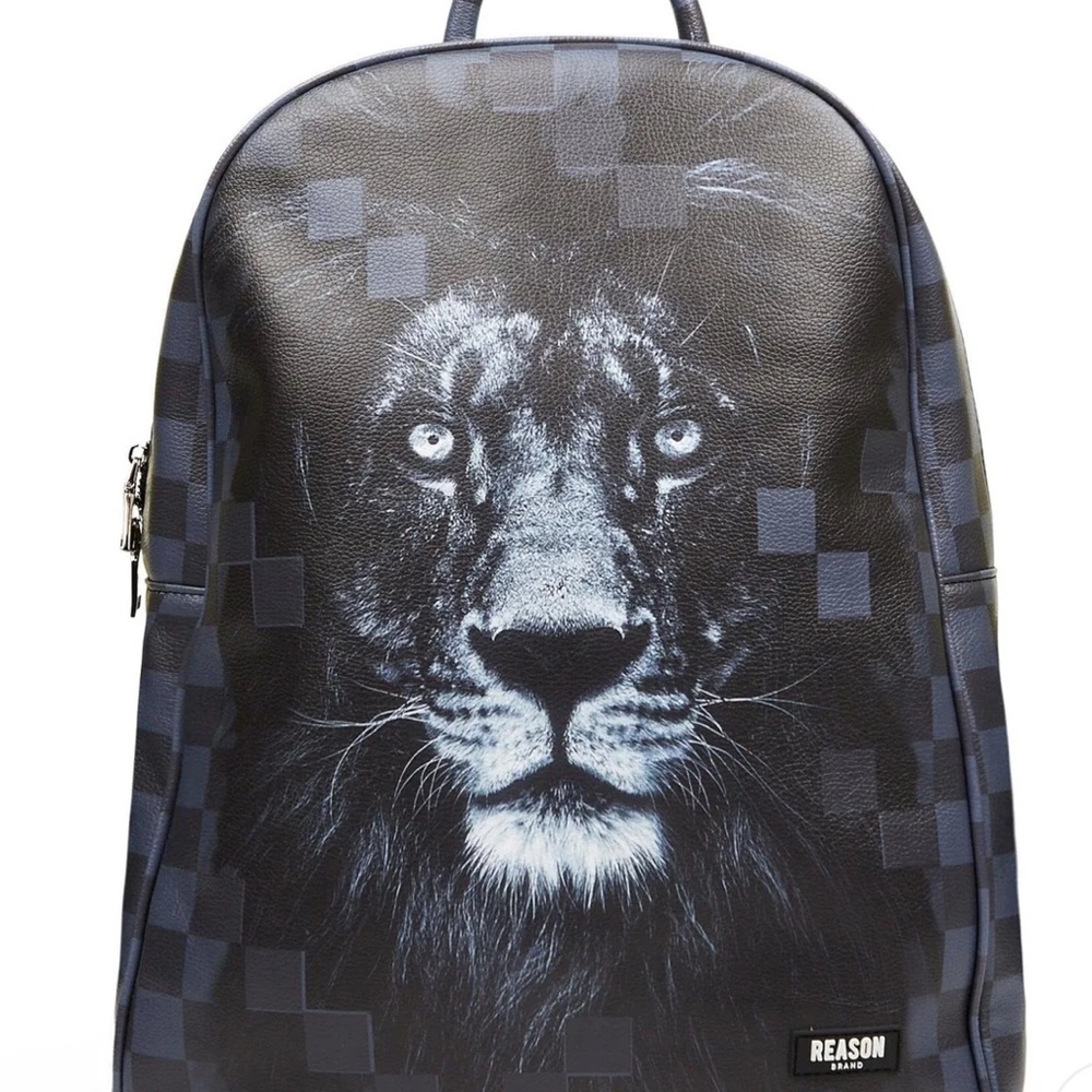 Reason Black and Gray Lion Graphic Backpack